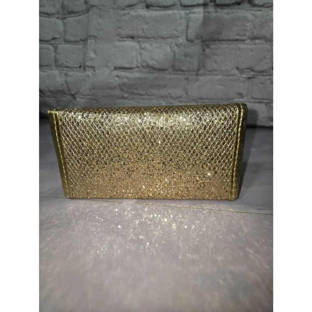 Womens Gold Sequined Travel Makeup And Grooming Accessories Case.
